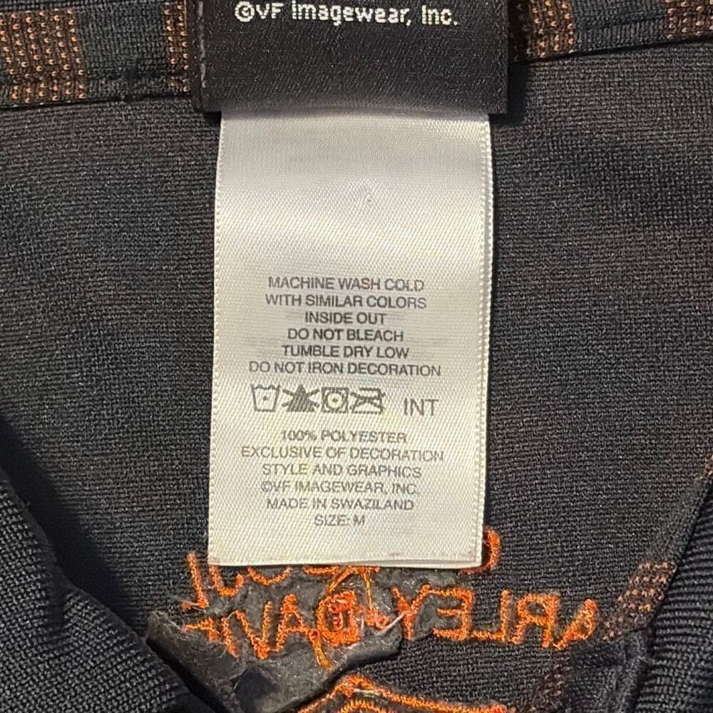 Harley Davidson Brown Striped Short Sleeve Polo Shirt Medium Okoboji IA - Picture 5 of 7